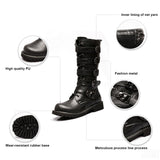 Motorcycle PU Leather Rock Mid-calf Buckle Punk Martin Boots 983 - Pride Armour