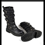 Motorcycle PU Leather Rock Mid-calf Buckle Punk Martin Boots 983 - Pride Armour