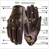 Perforated Leather Motorcycle Gloves