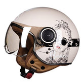 Women Motorcycle 3/4 Open Face Helmet