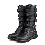 Motorcycle PU Leather Rock Mid-calf Buckle Punk Martin Boots 983 - Pride Armour