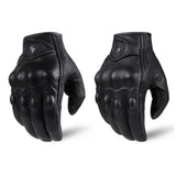 Retro Pursuit Perforated Real Leather Safety Motorcycle Gloves - Pride Armour